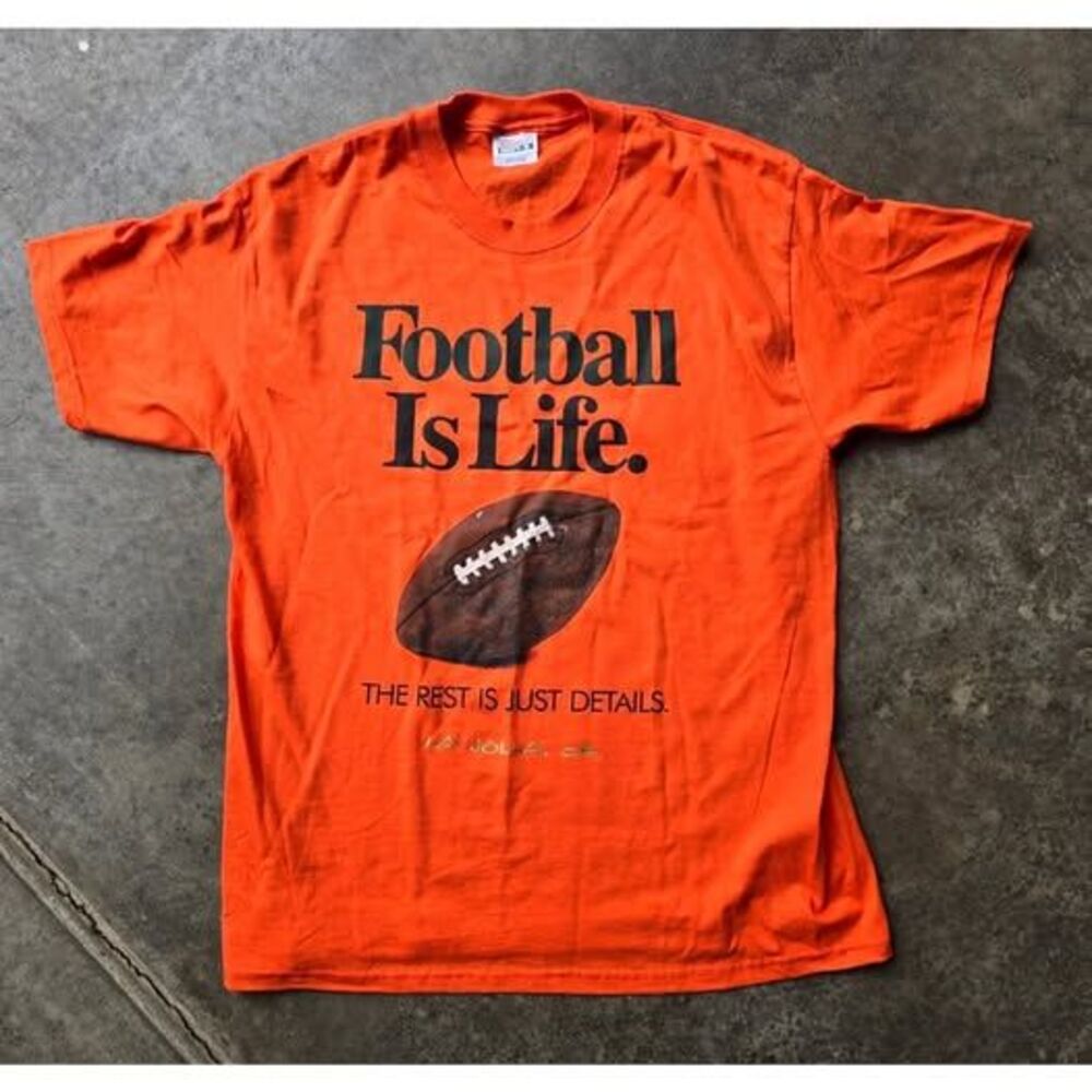 Vintage 90's La Jolla, CA Football Is Life Orange T Shirt Size Large